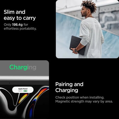 Spigen Liquid Air Folio – dėklas, skirtas iPad Pro 11" (M5, 2025 / M4, 2024) (juodas)