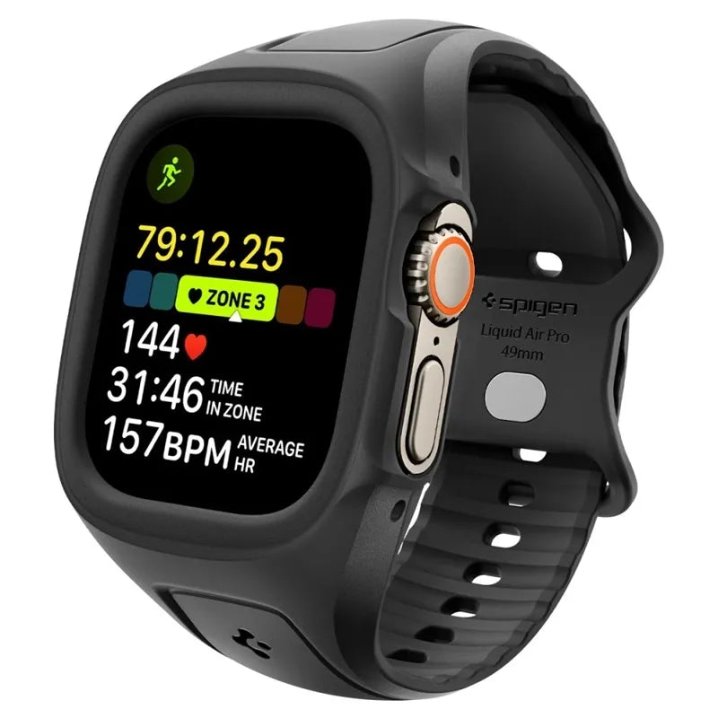 Spigen Liquid Air Pro – dirželis su dėklu Apple Watch Ultra 49 mm (juodas)