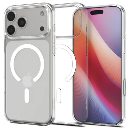 Spigen Liquid Crystal Mag MagSafe dėklas iPhone 17 Pro (Skaidrus/Baltas)
