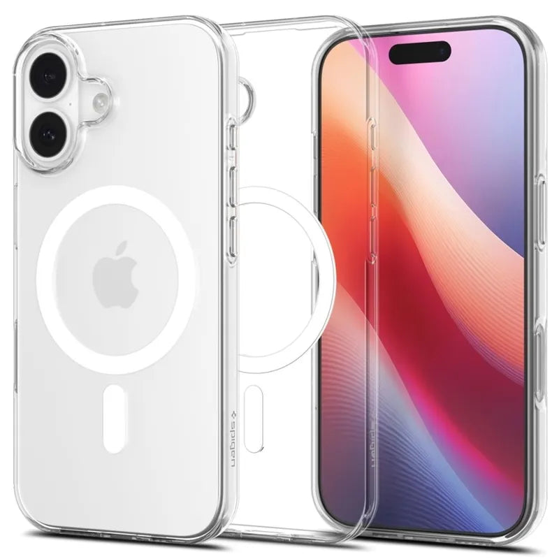 Spigen Liquid Crystal Mag MagSafe – dėklas iPhone 17 (Skaidrus/Baltas)