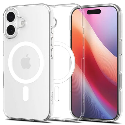 Spigen Liquid Crystal Mag MagSafe – dėklas iPhone 17 (Skaidrus/Baltas)