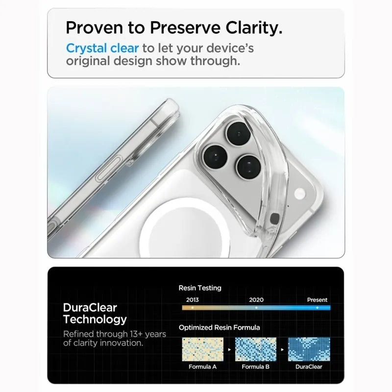 Spigen Liquid Crystal Mag MagSafe – dėklas, skirtas iPhone 18 Pro Max / 17 Pro Max (skaidrus / baltas)