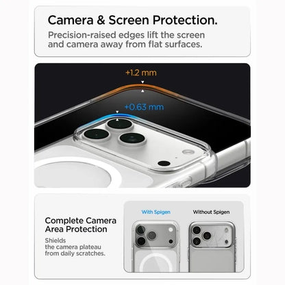 Spigen Liquid Crystal Mag MagSafe – dėklas, skirtas iPhone 18 Pro Max / 17 Pro Max (skaidrus / baltas)