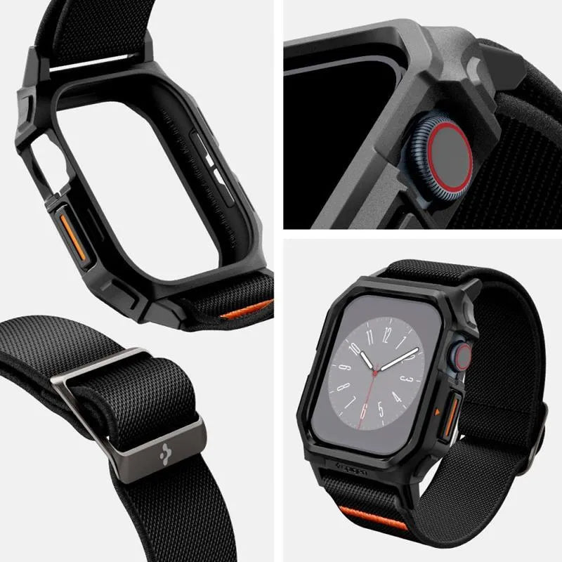 Spigen Lite Fit "Pro" - Dėklas su dirželiu skirtas Apple Watch 10 42 mm (Matinė juoda)