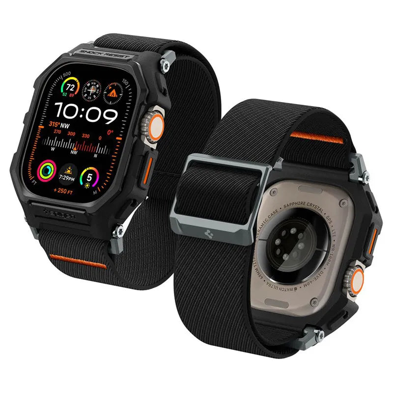 Spigen Lite Fit "Pro" – dėklas su dirželiu, skirtas "Apple Watch Ultra 1/2 49 mm" (matinė juoda)