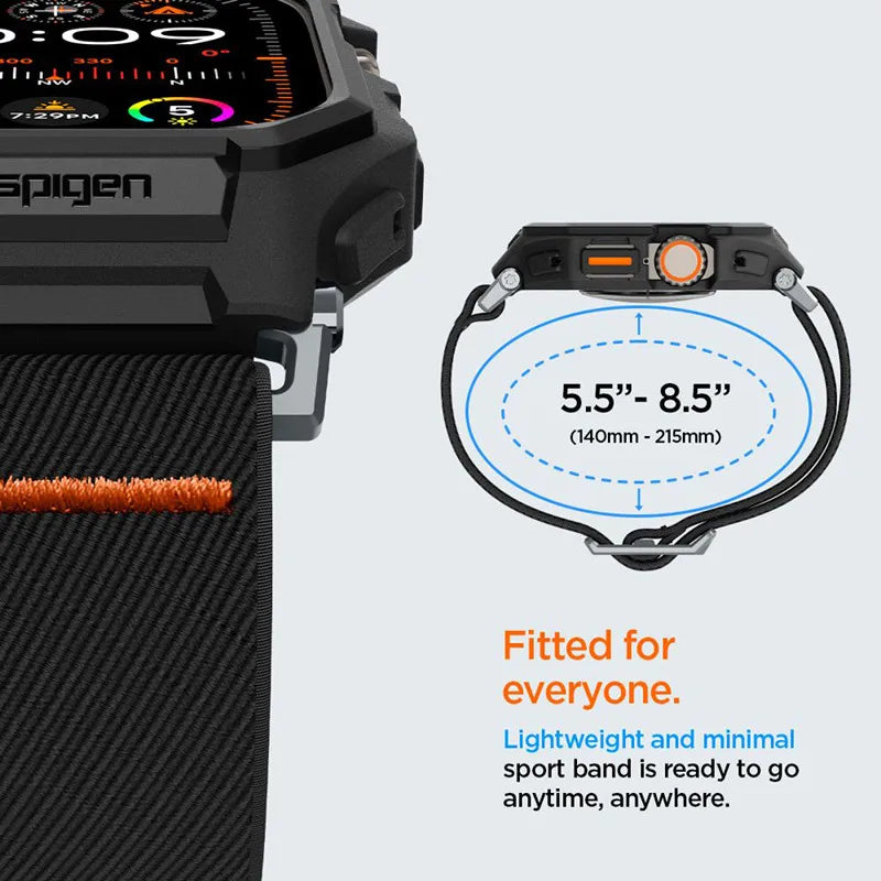 Spigen Lite Fit "Pro" – dėklas su dirželiu, skirtas "Apple Watch Ultra 1/2 49 mm" (matinė juoda)