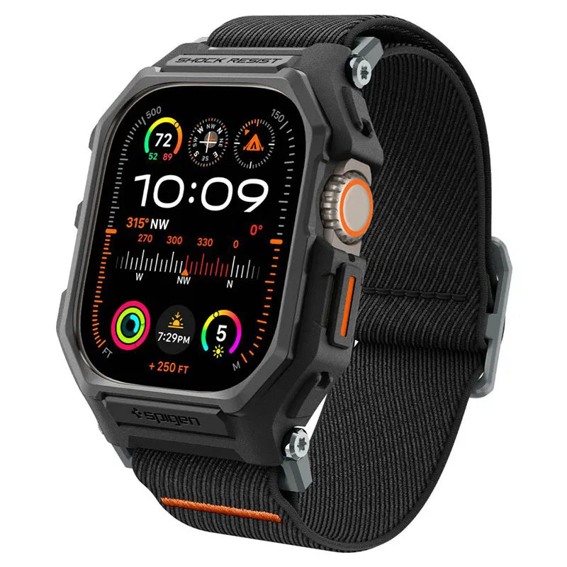 Spigen Lite Fit "Pro" – dėklas su dirželiu, skirtas "Apple Watch Ultra 1/2 49 mm" (matinė juoda)