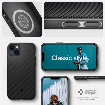 Spigen Mag Armor – dėklas skirtas iPhone 15 Plus / iPhone 14 Plus (juodas)