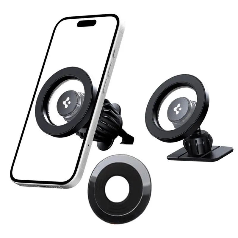Spigen MFT13 Magnetinis automobilinis laikiklis prietaisų skydeliui ir ventiliacijos grotelėms MagSafe (Juodas)