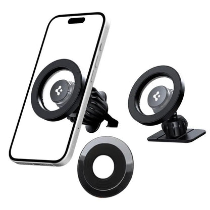 Spigen MFT13 Magnetinis automobilinis laikiklis prietaisų skydeliui ir ventiliacijos grotelėms MagSafe (Juodas)