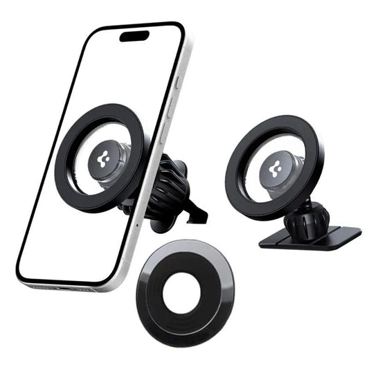 Spigen MFT13 Magnetinis automobilinis laikiklis prietaisų skydeliui ir ventiliacijos grotelėms MagSafe (Juodas)