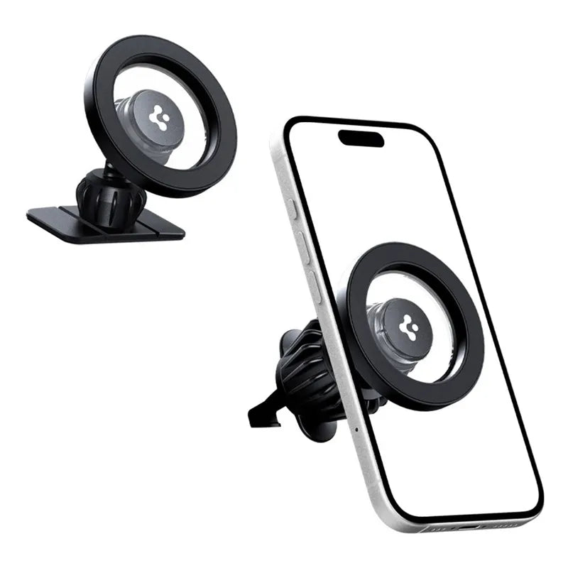 Spigen MFT13 Magnetinis automobilinis laikiklis prietaisų skydeliui ir ventiliacijos grotelėms MagSafe (Juodas)
