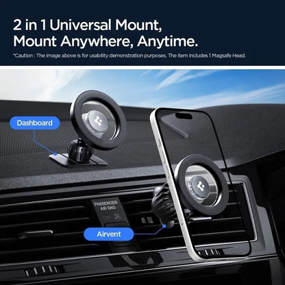 Spigen MFT13 Magnetinis automobilinis laikiklis prietaisų skydeliui ir ventiliacijos grotelėms MagSafe (Juodas)