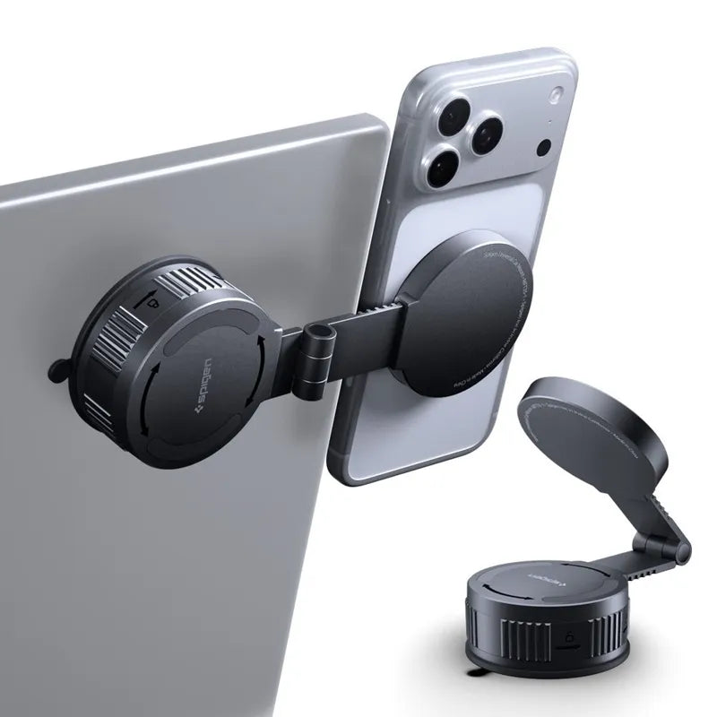 Spigen MFT35-1 magnetinis automobilinis laikiklis prietaisų skydeliui, priekiniam stiklui ir ekranui – MagSafe magnetinis laikiklis (juodas)