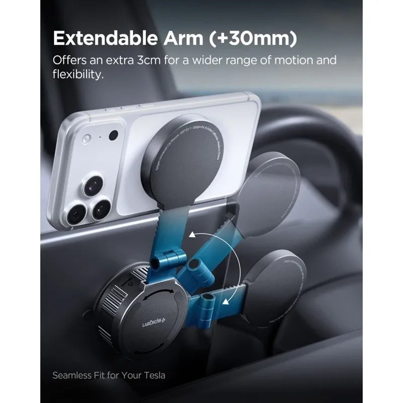 Spigen MFT35-1 magnetinis automobilinis laikiklis prietaisų skydeliui, priekiniam stiklui ir ekranui – MagSafe magnetinis laikiklis (juodas)