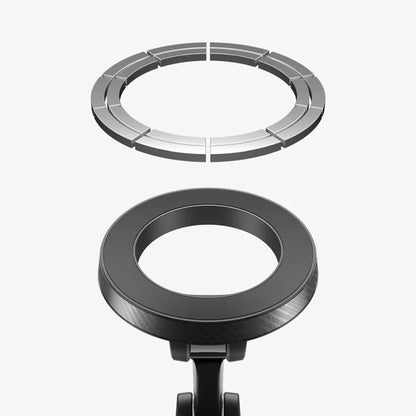 Spigen MFT36 – magnetinis „MagSafe“ automobilinis laikiklis prietaisų skydeliui ir priekiniam stiklui (juodas)