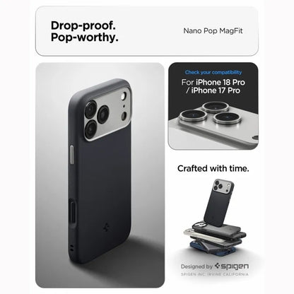 Spigen Nano Pop Mag MagSafe – dėklas, skirtas iPhone 18 Pro / 17 Pro (Black Sesame)