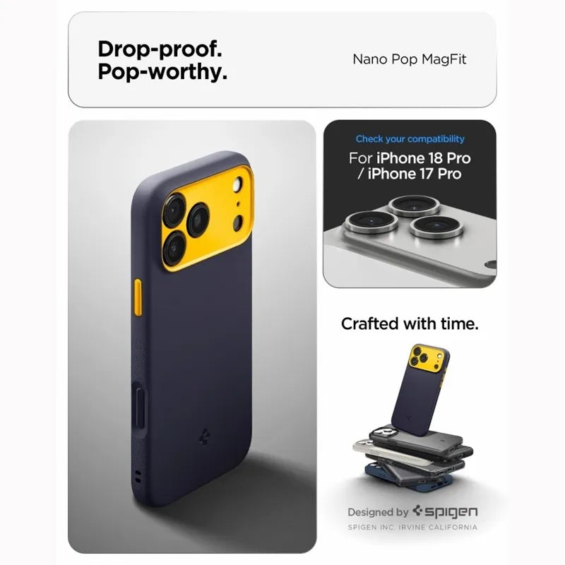 Spigen Nano Pop Mag MagSafe – dėklas, skirtas iPhone 18 Pro / 17 Pro (Blueberry Navy)
