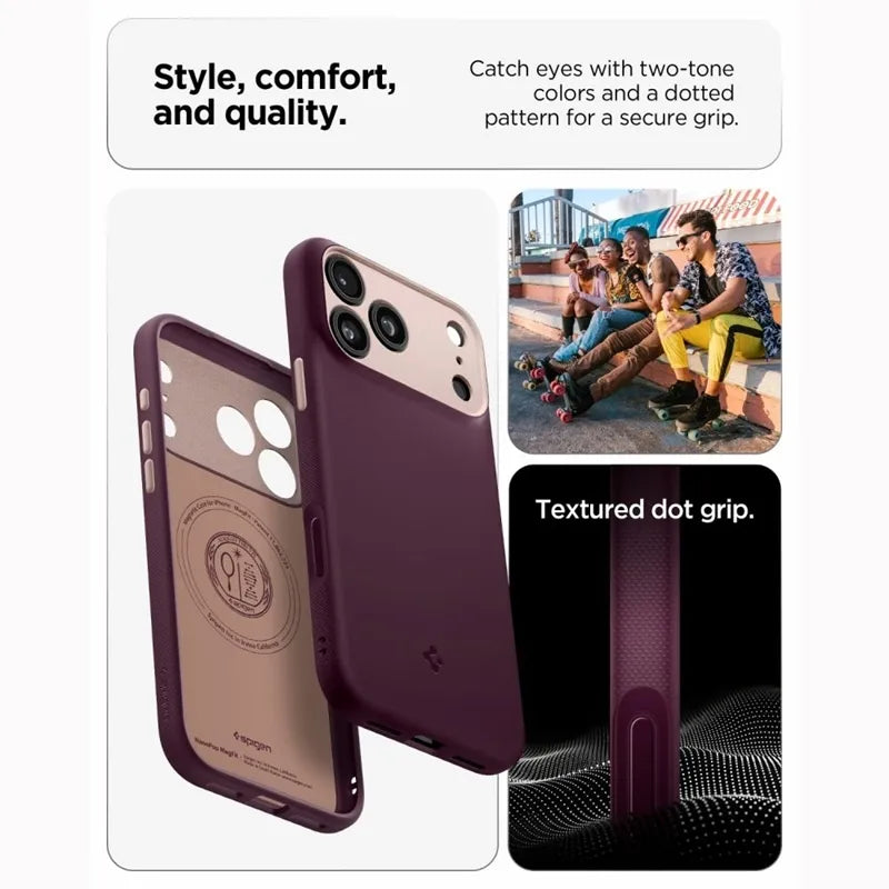 Spigen Nano Pop Mag MagSafe – dėklas, skirtas iPhone 18 Pro / 17 Pro (Burgundy Bean)