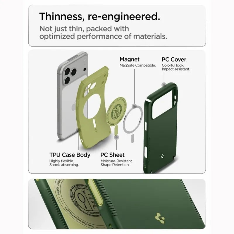 Spigen Nano Pop Mag MagSafe – dėklas, skirtas iPhone 18 Pro Max / 17 Pro Max (Avo Green)