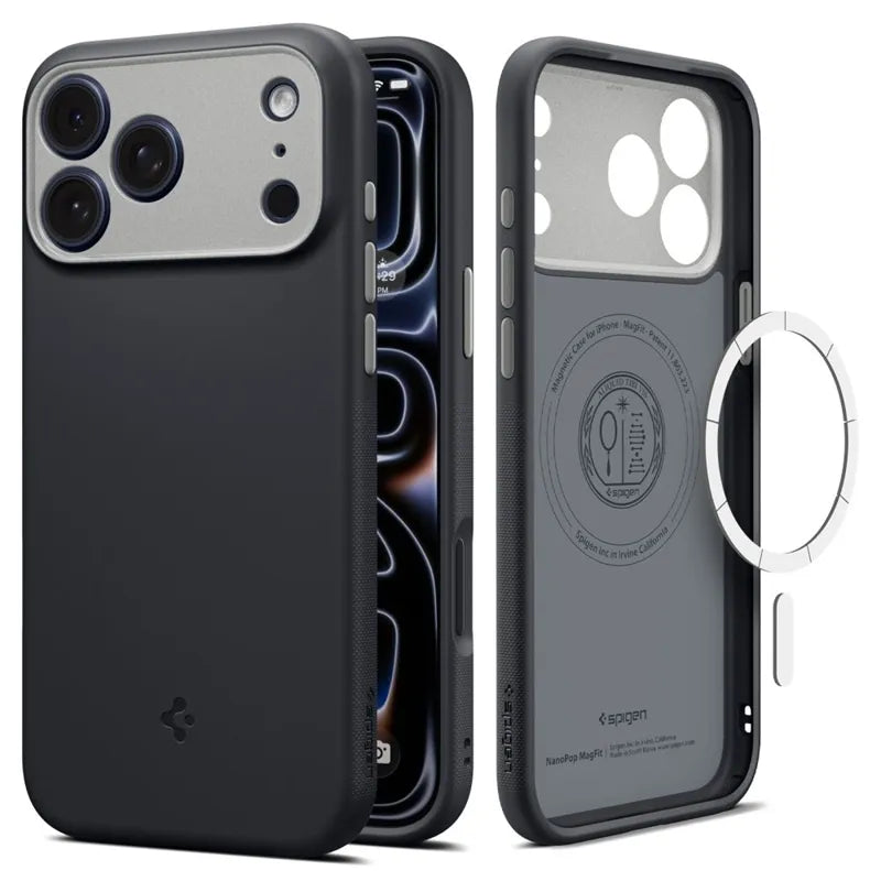 Spigen Nano Pop Mag MagSafe – dėklas, skirtas iPhone 18 Pro Max / 17 Pro Max (Black Sesame)