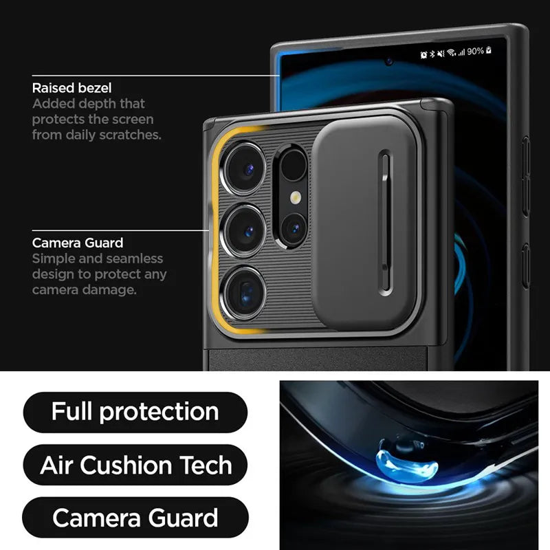 Spigen Optik Armor – dėklas, skirtas Samsung Galaxy S24 Ultra (juodas)