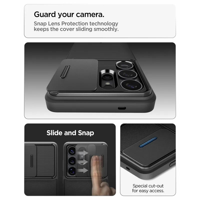 Spigen Optik Armor – dėklas, skirtas Samsung Galaxy S26 Ultra (juodas)