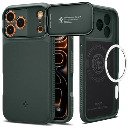 Spigen Optik Armor Mag MagSafe – dėklas iPhone 17 Pro Max (Abyss Green)