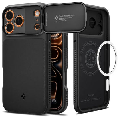 Spigen Optik Armor Mag MagSafe dėklas iPhone 17 Pro Max (Juodas)
