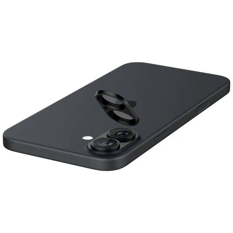 Spigen Optik GLAS.TR kameros apsauga (2 vnt.) – objektyvo apsauga, skirta iPhone 16 / 16 Plus (juoda)