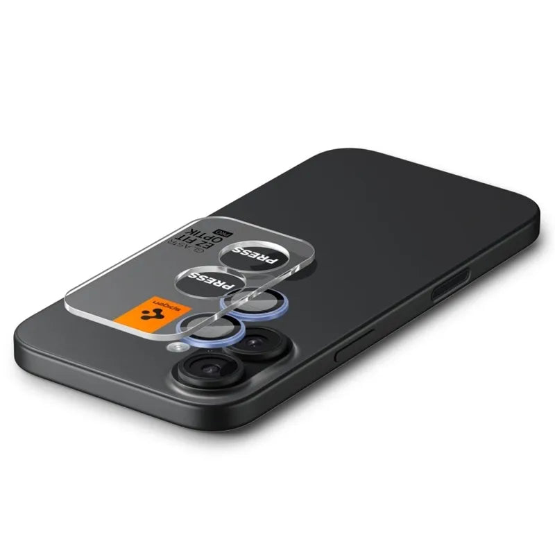 Spigen Optik Pro GLAS.TR EZ Fit Kamera Dangtelis 2 vnt. - Stiklinis Objektyvo Dangtelis, skirtas iPhone 16 / 16 Plus / 17 (2 vnt.) (Mėlynas)
