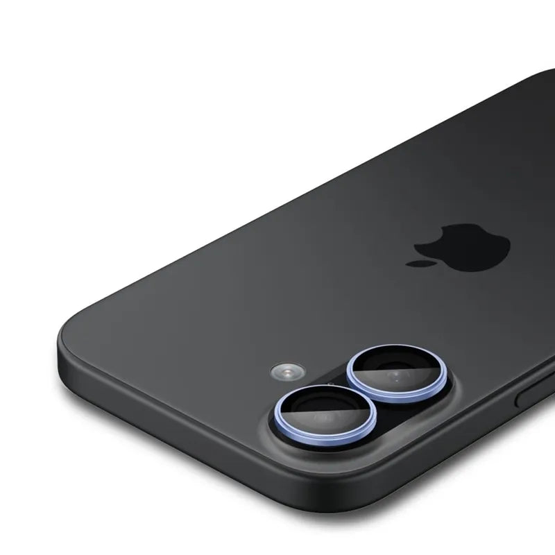 Spigen Optik Pro GLAS.TR EZ Fit Kamera Dangtelis 2 vnt. - Stiklinis Objektyvo Dangtelis, skirtas iPhone 16 / 16 Plus / 17 (2 vnt.) (Mėlynas)