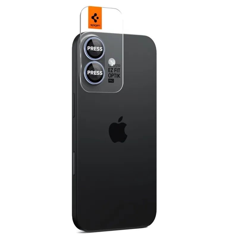 Spigen Optik Pro GLAS.TR EZ Fit Kamera Dangtelis 2 vnt. - Stiklinis Objektyvo Dangtelis, skirtas iPhone 16 / 16 Plus / 17 (2 vnt.) (Mėlynas)
