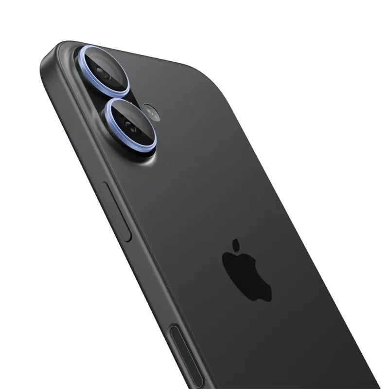 Spigen Optik Pro GLAS.TR EZ Fit Kamera Dangtelis 2 vnt. - Stiklinis Objektyvo Dangtelis, skirtas iPhone 16 / 16 Plus / 17 (2 vnt.) (Mėlynas)