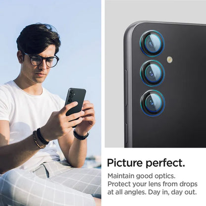 Spigen Optik Pro GLAS.TR EZ Fit kameros apsauga 2-Pack - Lęšio apsauginis stiklas skirtas Samsung Galaxy S23 FE (2 vnt) (juoda)