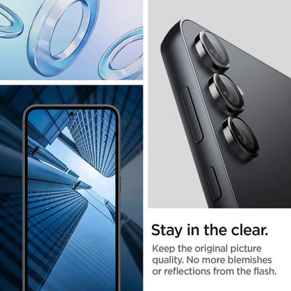 Spigen Optik Pro GLAS.TR EZ Fit kameros apsauga 2-Pack - Lęšio apsauginis stiklas skirtas Samsung Galaxy S23 FE (2 vnt) (juoda)