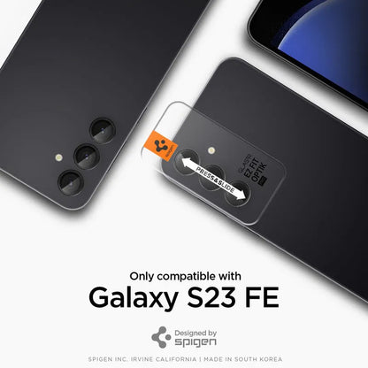 Spigen Optik Pro GLAS.TR EZ Fit kameros apsauga 2-Pack - Lęšio apsauginis stiklas skirtas Samsung Galaxy S23 FE (2 vnt) (juoda)