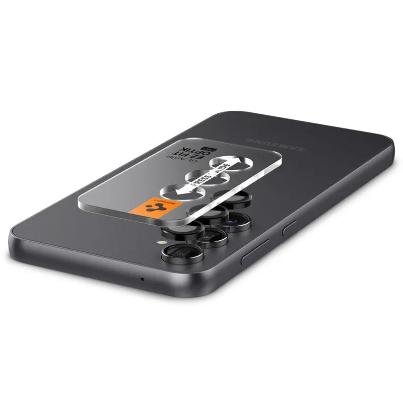 Spigen Optik Pro GLAS.TR EZ Fit kameros apsauga 2-Pack - Lęšio apsauginis stiklas skirtas Samsung Galaxy S23 FE (2 vnt) (juoda)