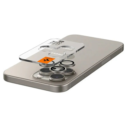 Spigen Optik Pro GLAS.TR EZ Fit kameros apsauga, 2 vnt. - Apsauginis lęšio stiklas, skirtas iPhone 17 Pro / 17 Pro Max / iPhone 15 Pro / 15 Pro Max / iPhone 14 Pro / 14