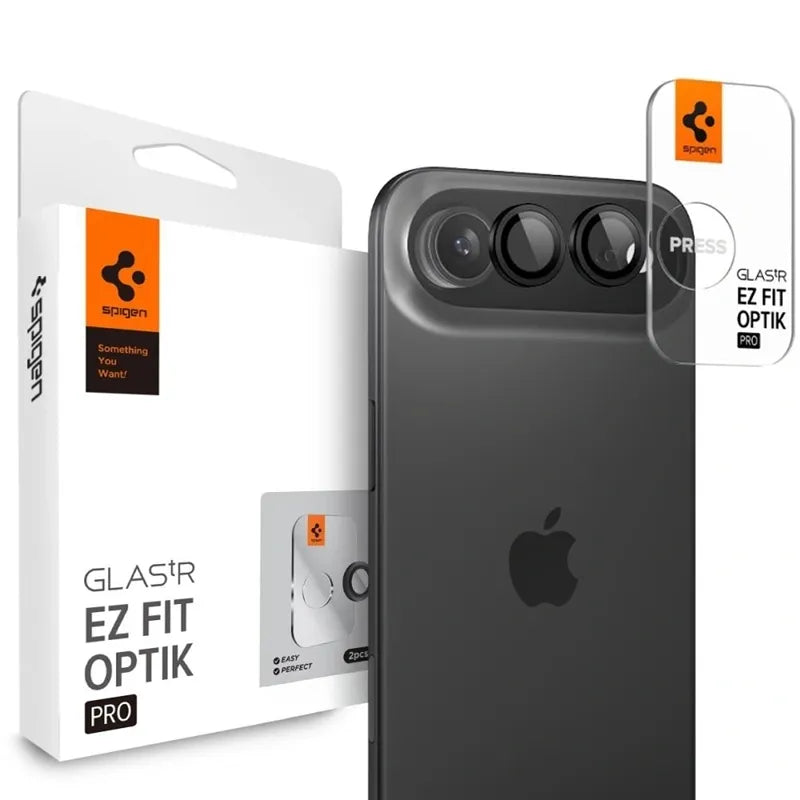 Spigen Optik Pro GLAS.TR EZ Fit Kameros apsauga 2 vnt. - Objektyvo apsauga, skirta iPhone Air (2 vnt.) (Juoda)