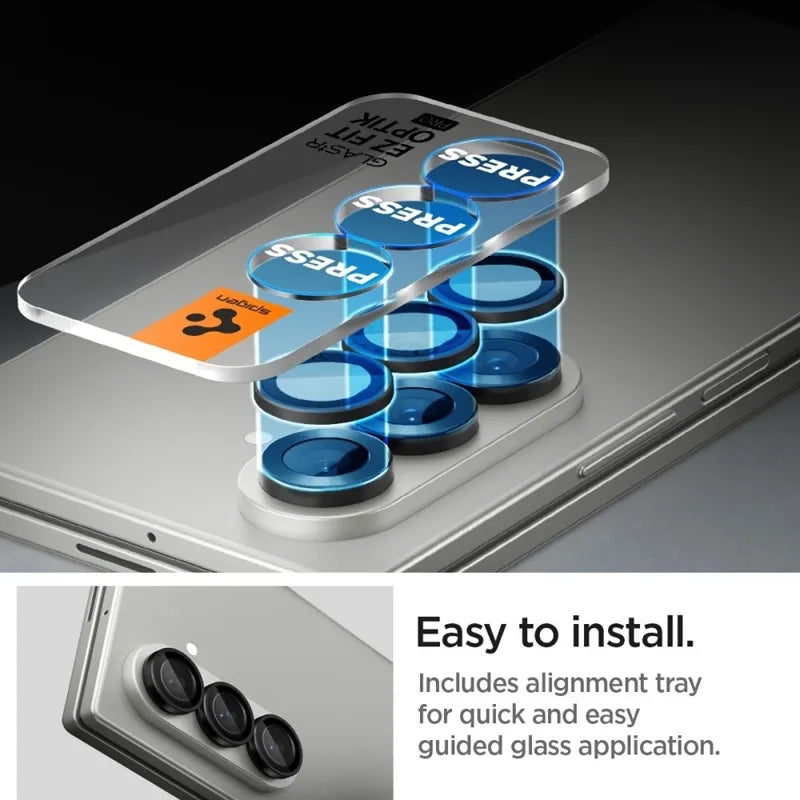 Spigen Optik Pro HD GLAS.TR EZ Fit fotoaparato apsauga 2 vnt. – lęšių apsauga, skirta „Samsung Galaxy Z Fold 7“ (2 vnt.) (juoda)