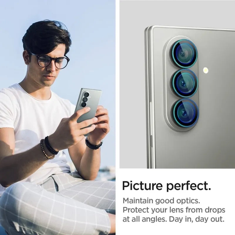Spigen Optik Pro HD GLAS.TR EZ Fit fotoaparato apsauga 2 vnt. – lęšių apsauga, skirta „Samsung Galaxy Z Fold 7“ (2 vnt.) (juoda)