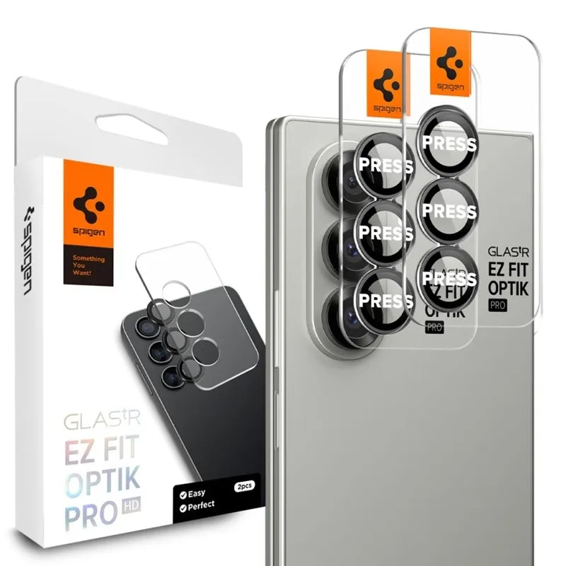 Spigen Optik Pro HD GLAS.TR EZ Fit fotoaparato apsauga 2 vnt. – lęšių apsauga, skirta „Samsung Galaxy Z Fold 7“ (2 vnt.) (juoda)