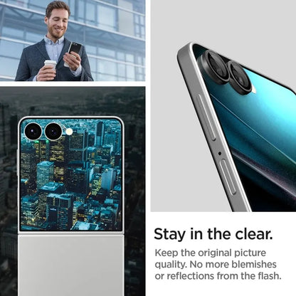 Spigen Optik Pro HD GLAS.TR EZ Fit kameros apsauga 2 vnt. – lęšių apsauga skirta Samsung Galaxy Z Flip 7 (juoda)
