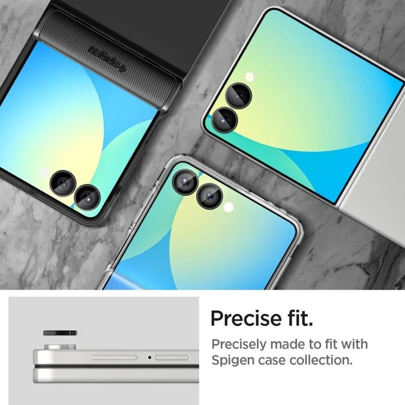 Spigen Optik Pro HD GLAS.TR EZ Fit kameros apsauga 2 vnt. – lęšių apsauga skirta Samsung Galaxy Z Flip 7 (juoda)