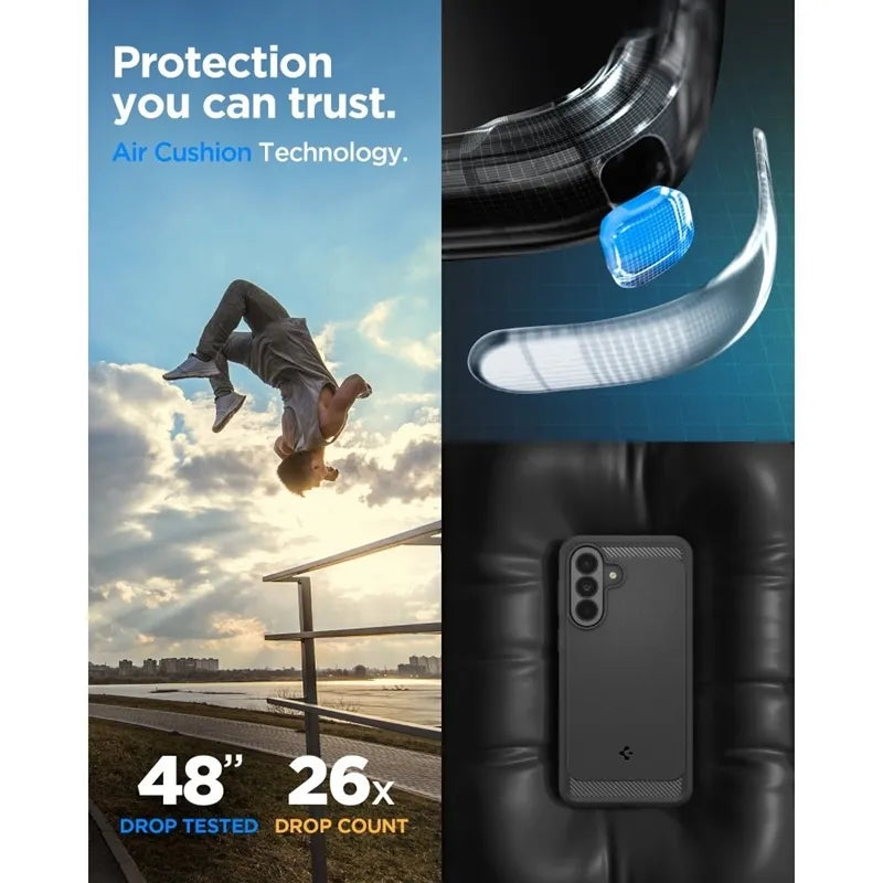 Spigen Rugged Armor – dėklas „Samsung Galaxy A37 5G“ (matinė juoda)