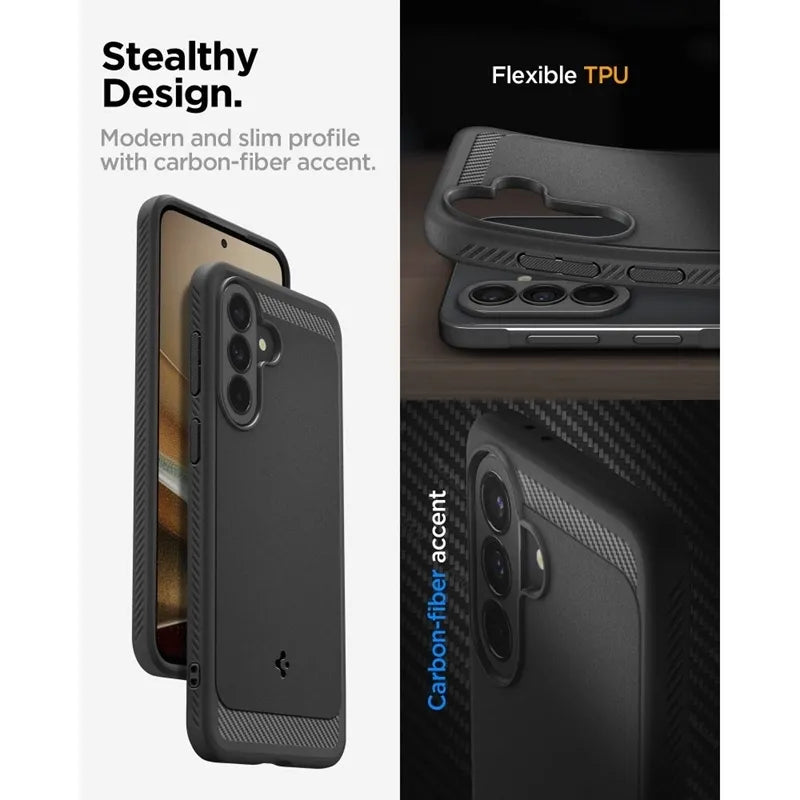 Spigen Rugged Armor – dėklas „Samsung Galaxy A37 5G“ (matinė juoda)