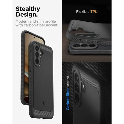 Spigen Rugged Armor – dėklas „Samsung Galaxy A37 5G“ (matinė juoda)