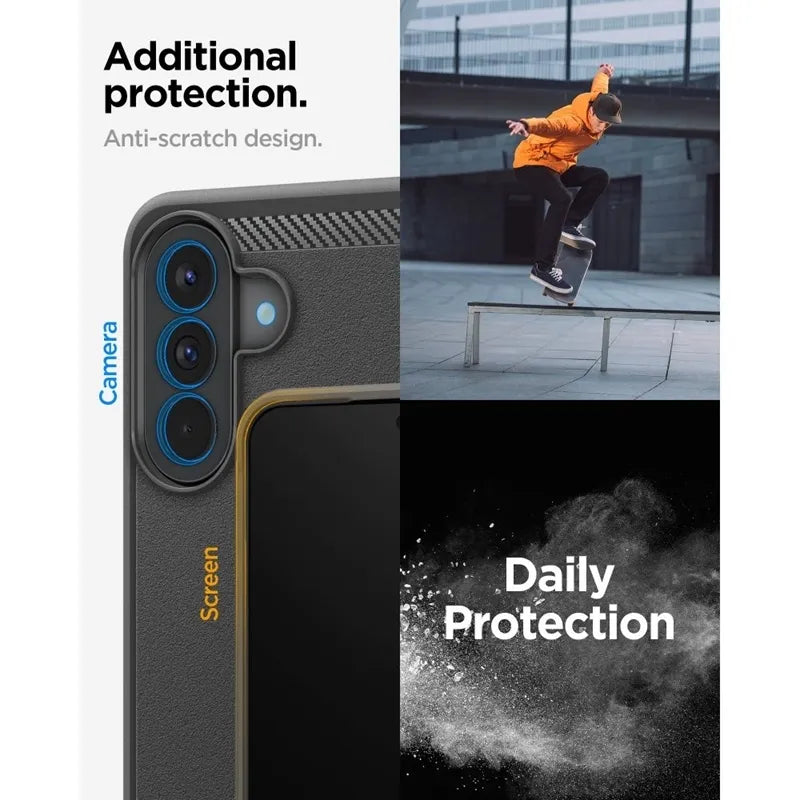 Spigen Rugged Armor – dėklas Samsung Galaxy A57 5G (matinė juoda)