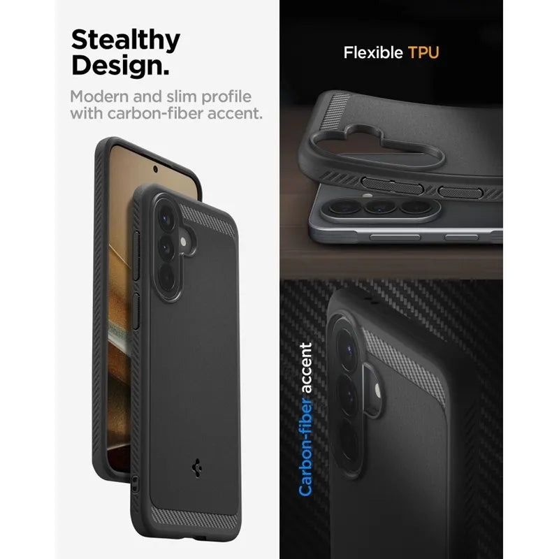 Spigen Rugged Armor – dėklas Samsung Galaxy A57 5G (matinė juoda)